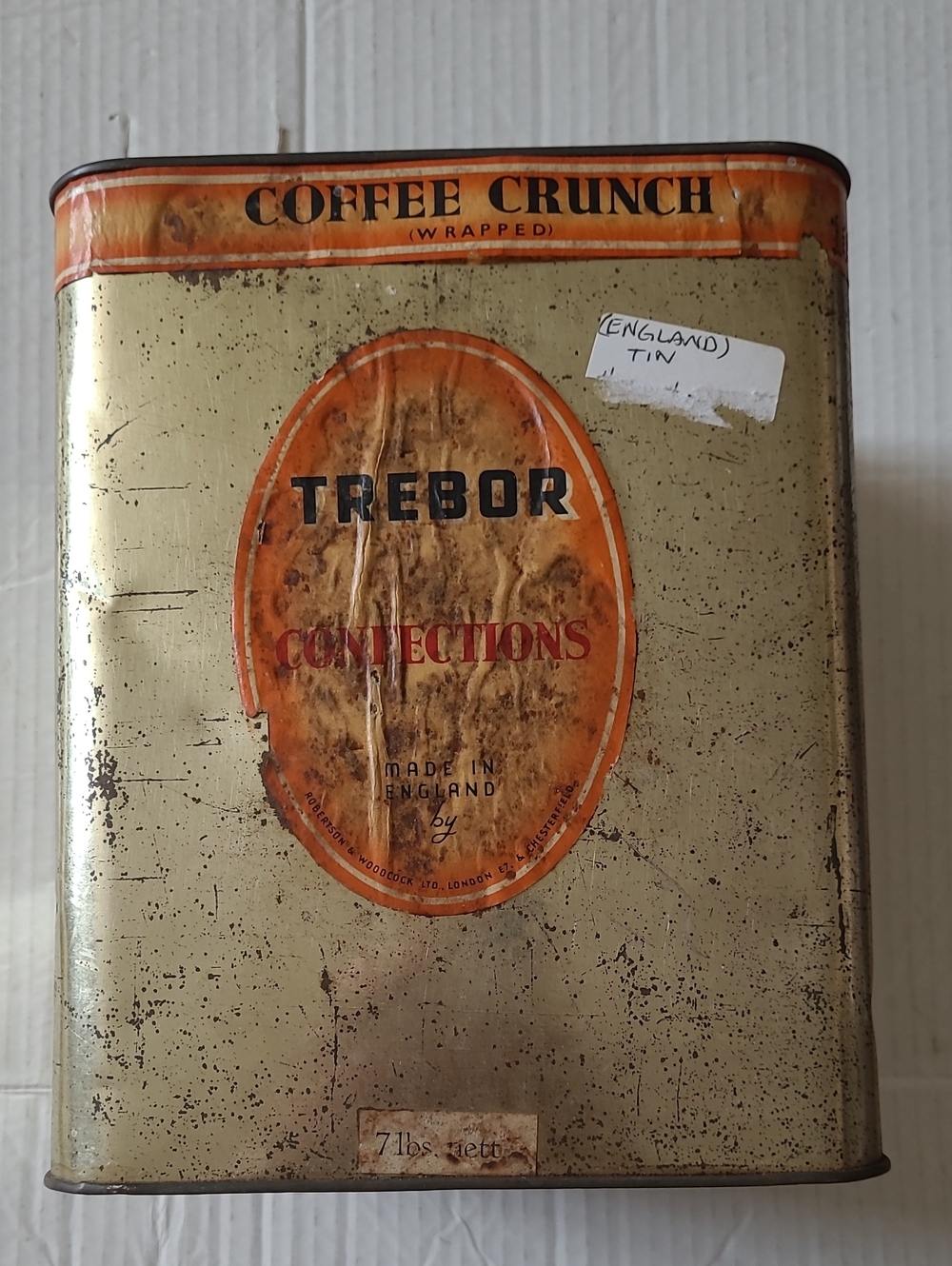 Trebor Confections Coffee Crunch Vintage-Style Tin 7 Ibs. nett